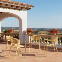 Stapelbare tuinstoelen met touw-effect (set van 4)