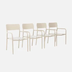 Stapelbare tuinstoelen van aluminium en textileen (Set van 4)