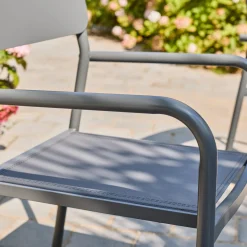Stapelbare tuinstoelen van aluminium en textileen (Set van 4)