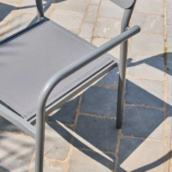 Stapelbare tuinstoelen van aluminium en textileen (Set van 4)