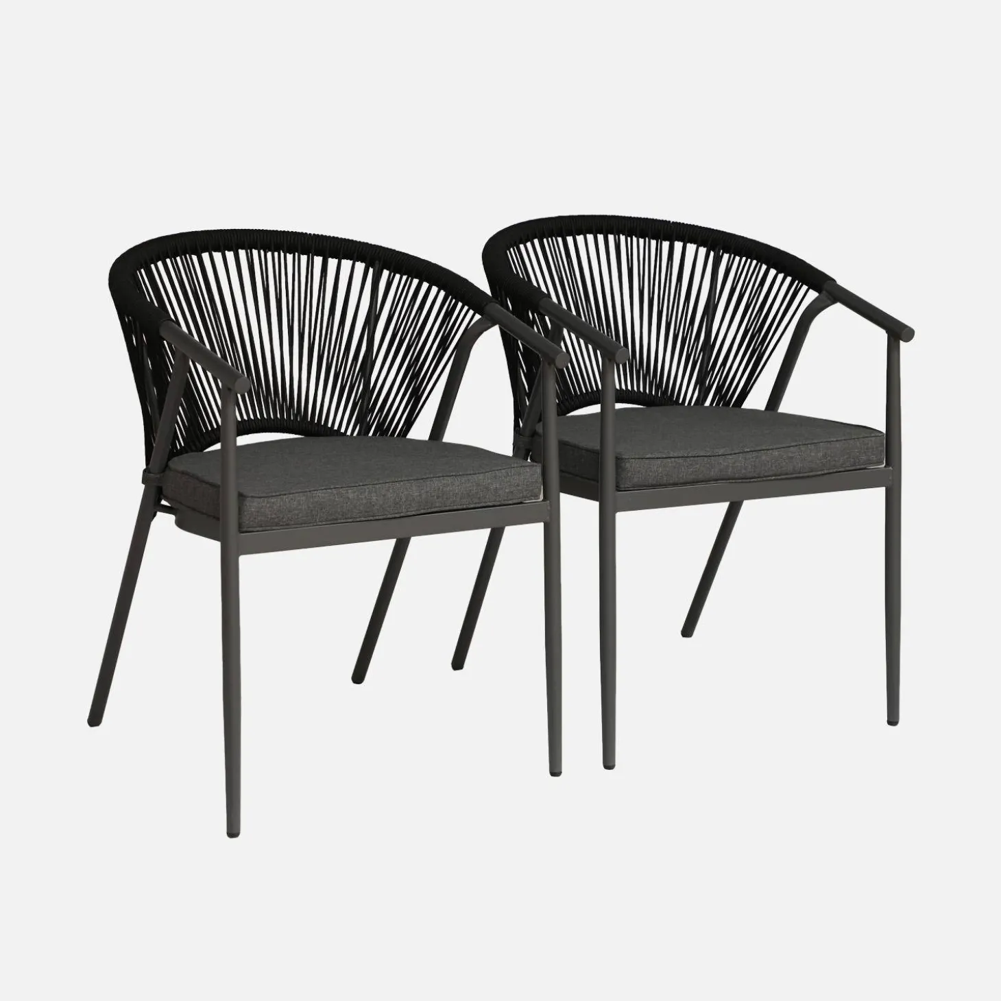 Stapelbare tuinstoelen van staal en touwen (set van 2)