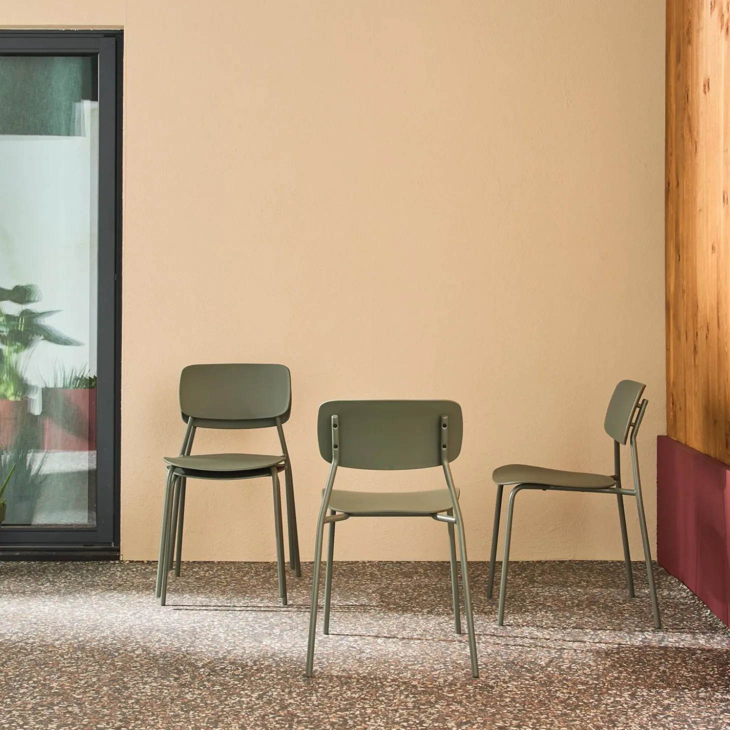 Stapelbare tuinstoelen van staal en kunststof (set van 4)