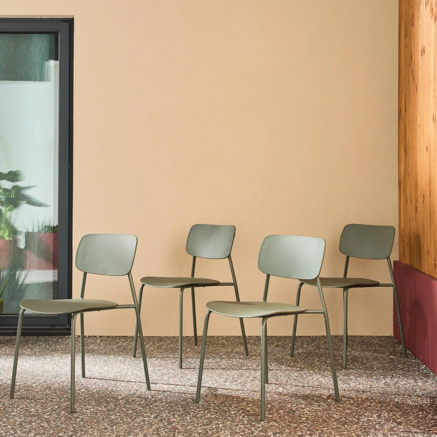 Stapelbare tuinstoelen van staal en kunststof (set van 4)