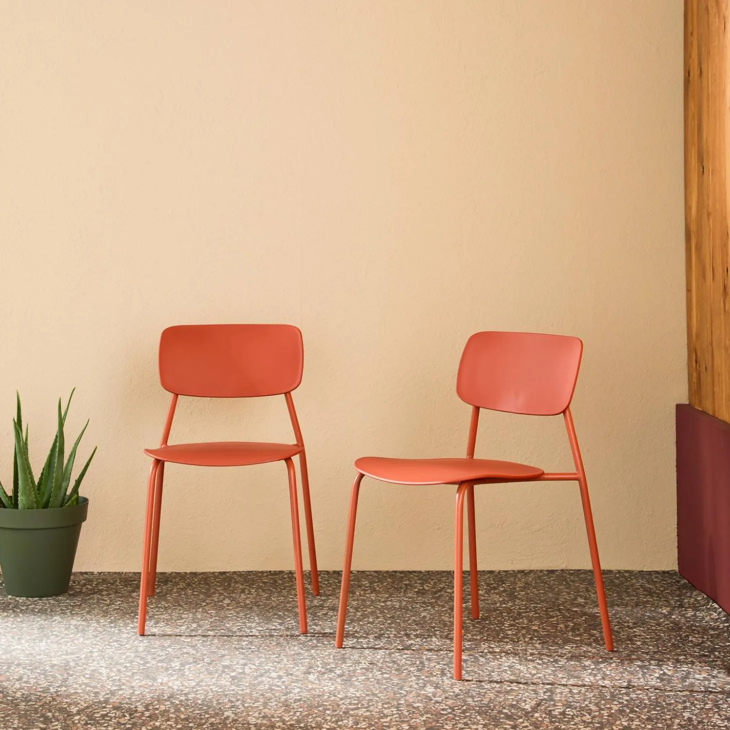 Stapelbare tuinstoelen van staal en kunststof (set van 2)