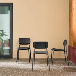 Stapelbare tuinstoelen van staal en kunststof (set van 4)