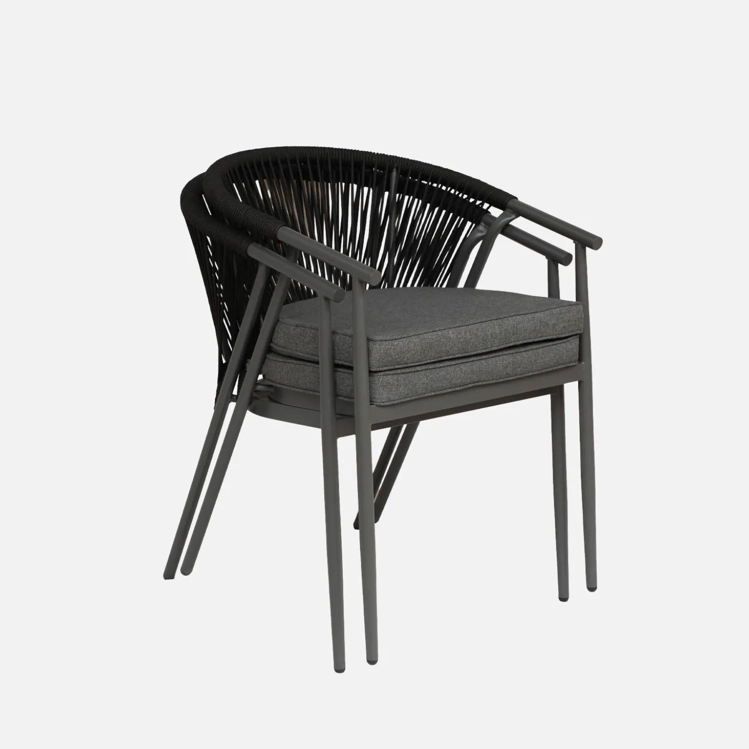 Stapelbare tuinstoelen van staal en touwen (set van 4)
