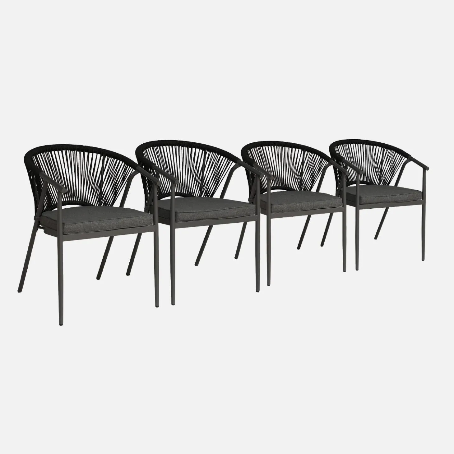 Stapelbare tuinstoelen van staal en touwen (set van 4)