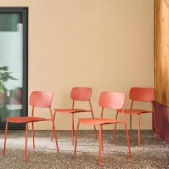 Stapelbare tuinstoelen van staal en kunststof (set van 4)