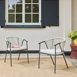 Stapelbare tuinstoelen van staal en touwen (set van 2)