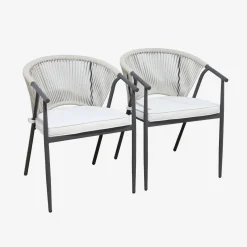 Stapelbare tuinstoelen van staal en touwen (set van 2)