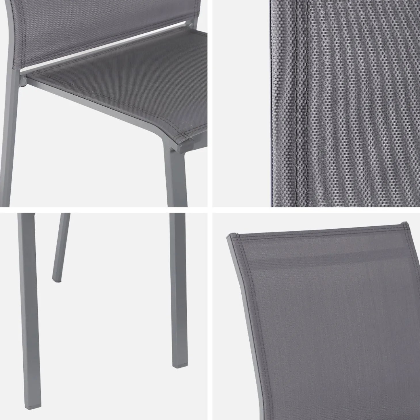 Stapelbare tuinstoel van aluminium en textileen (Set van 2)