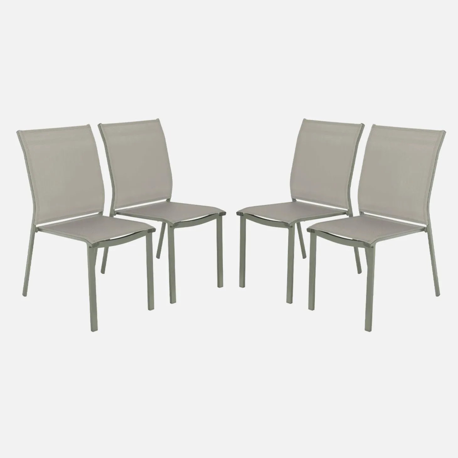 Stapelbare tuinstoel van aluminium en textileen (Set van 4)