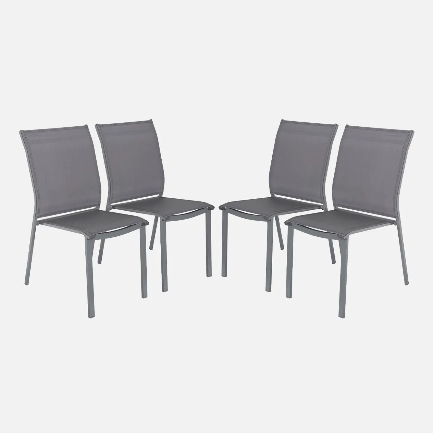 Stapelbare tuinstoel van aluminium en textileen (Set van 4)