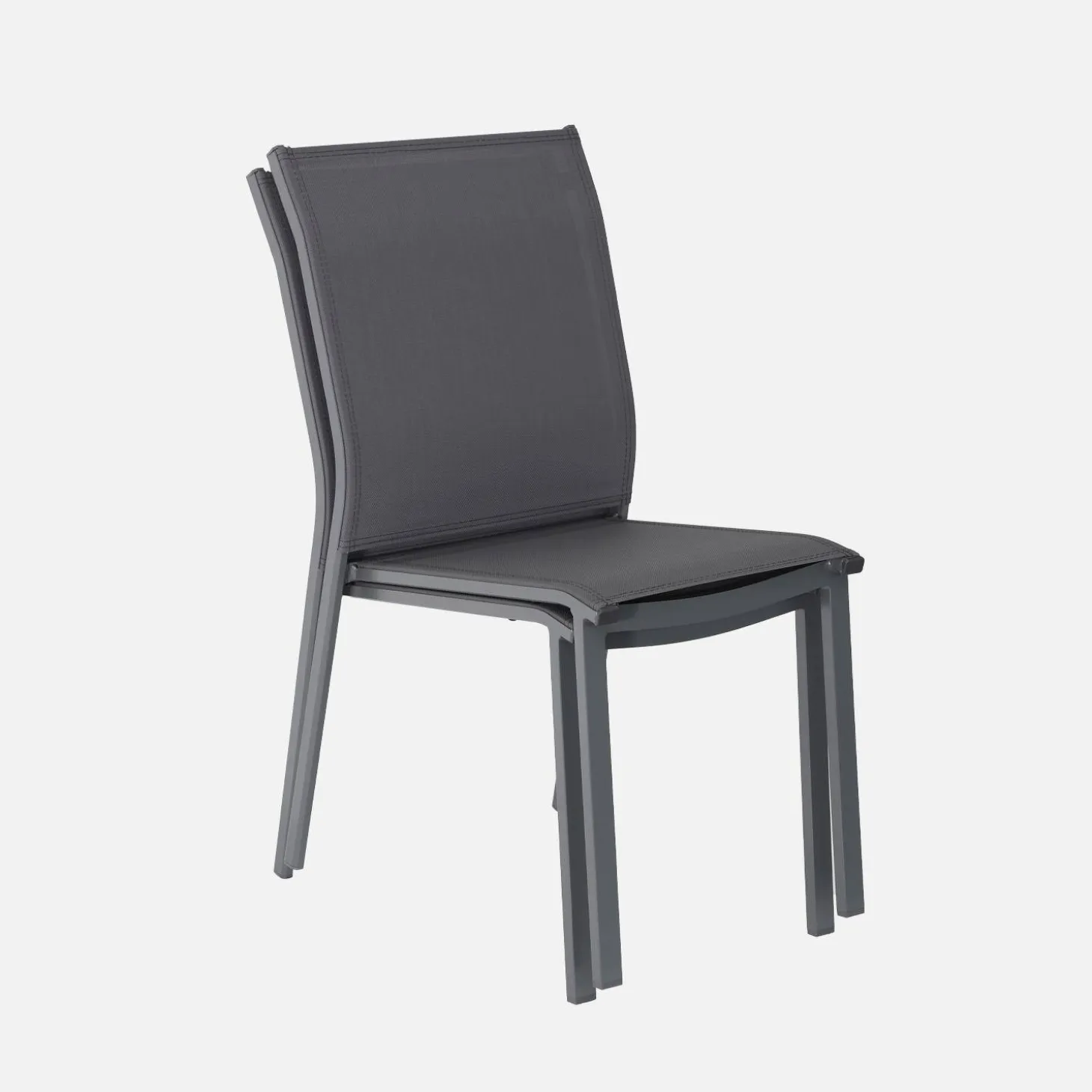 Stapelbare tuinstoel van aluminium en textileen (Set van 4)