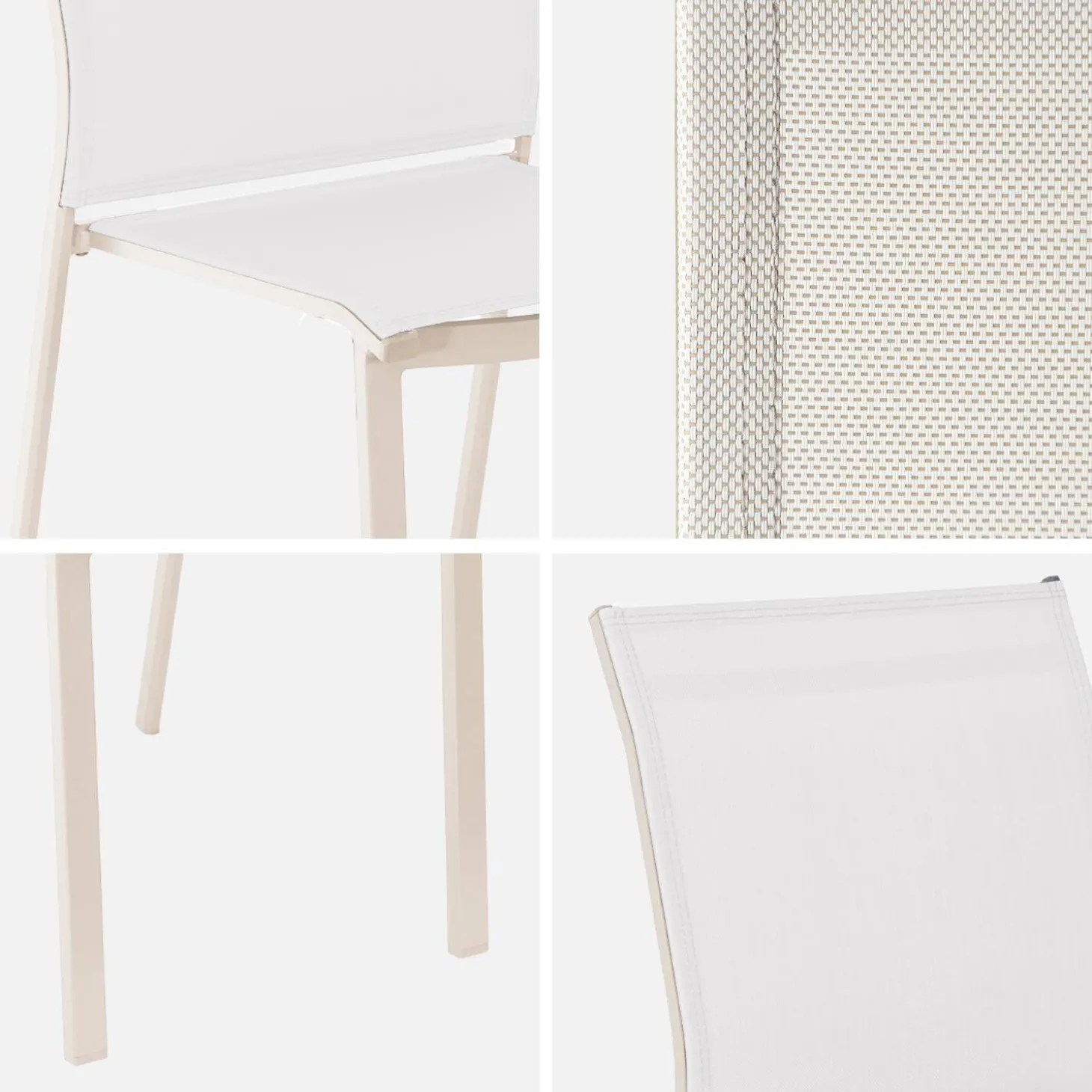 Stapelbare tuinstoel van aluminium en textileen (Set van 4)