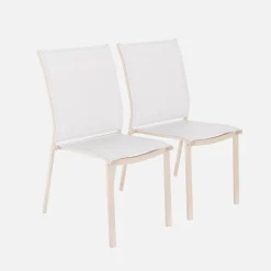 Stapelbare tuinstoel van aluminium en textileen (Set van 2)