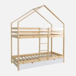 Stapelbed voor kinderen hutmodel 90x190 cm met logeerlade