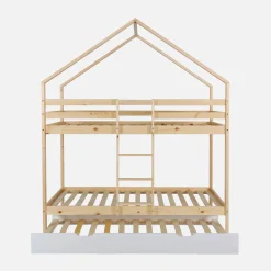 Stapelbed voor kinderen hutmodel 90x190 cm met logeerlade