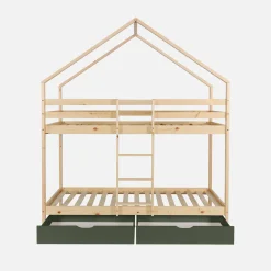 Stapelbed voor kinderen hutmodel 90x190 cm met 2 laden