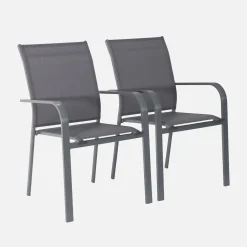 Stapelen tuinstoelen van aluminium en textileen (Set van 2)