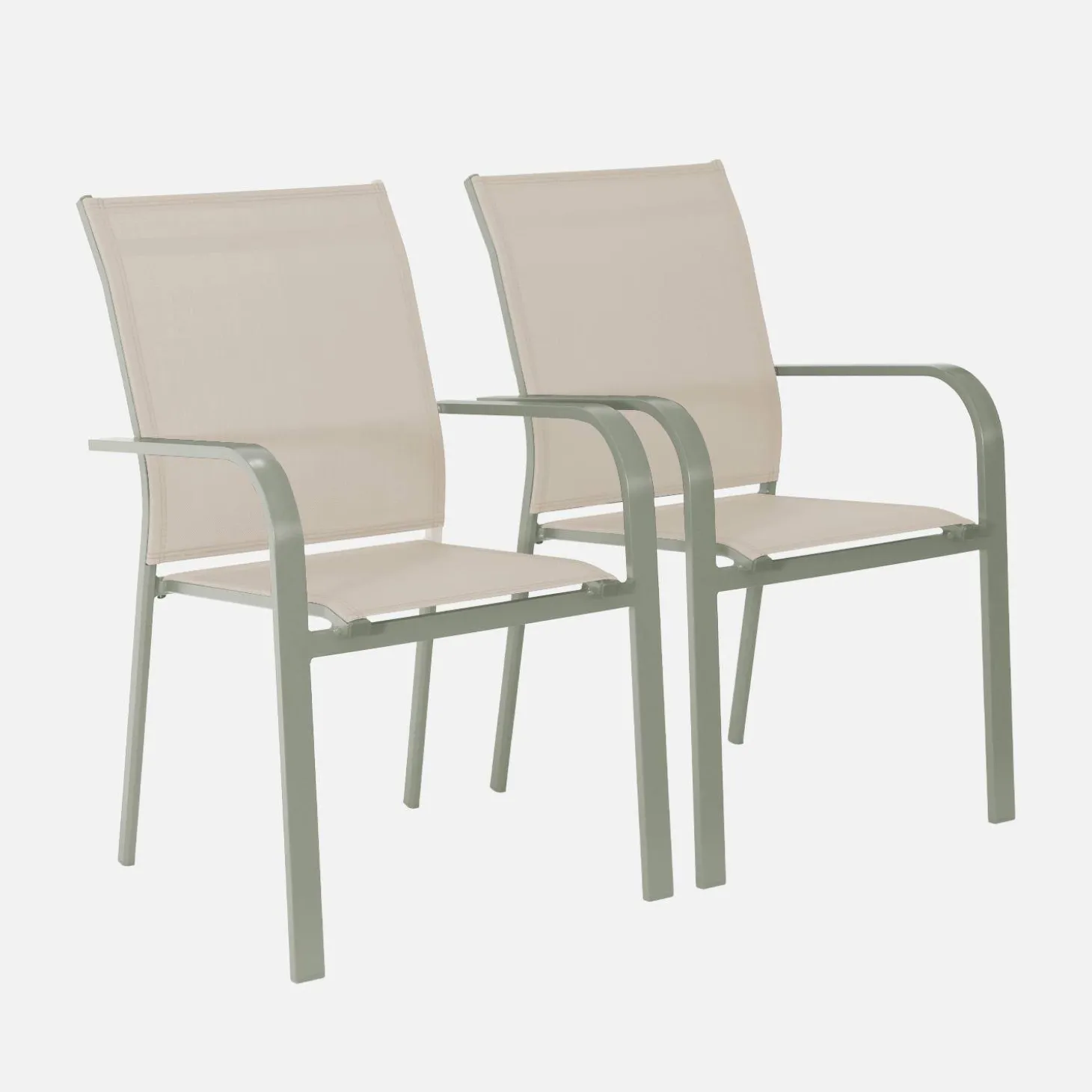 Stapelen tuinstoelen van aluminium en textileen (Set van 2)