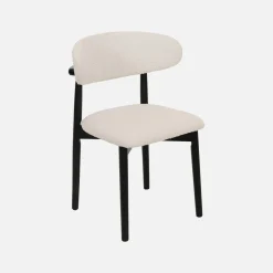 Stoelen rubberhout en bouclé bekleding (set van 2)