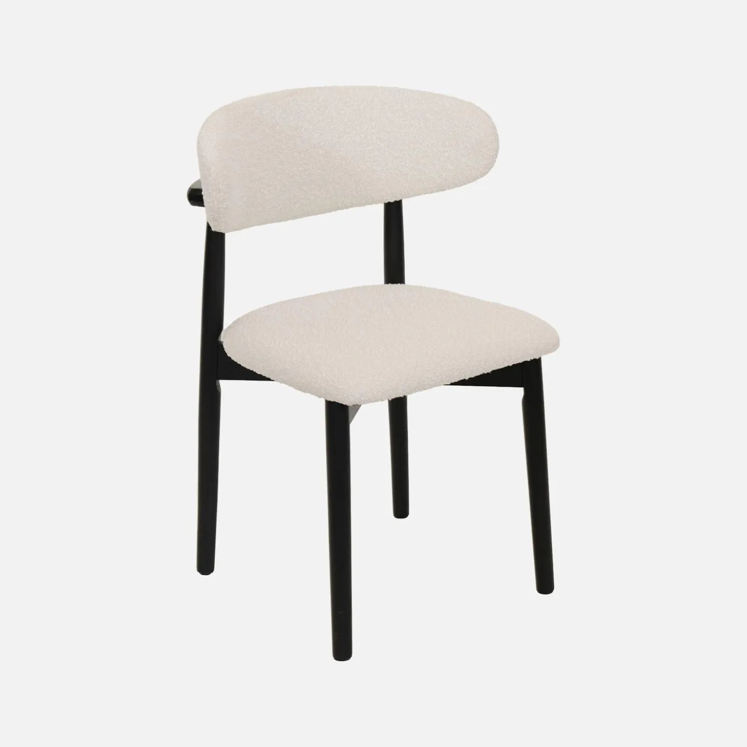 Stoelen rubberhout en bouclé bekleding (set van 2)
