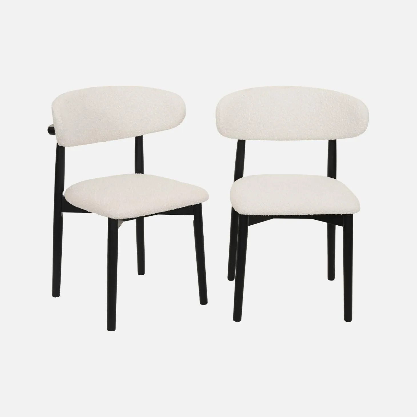Stoelen rubberhout en bouclé bekleding (set van 2)