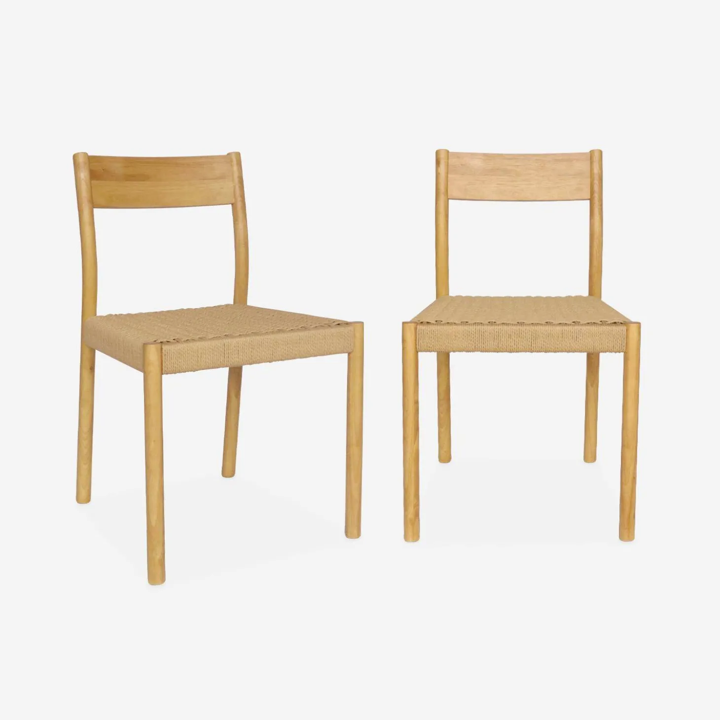 Stoelen rubberhout en touw (set van 2)