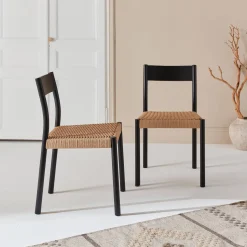 Stoelen rubberhout en touw (set van 2)