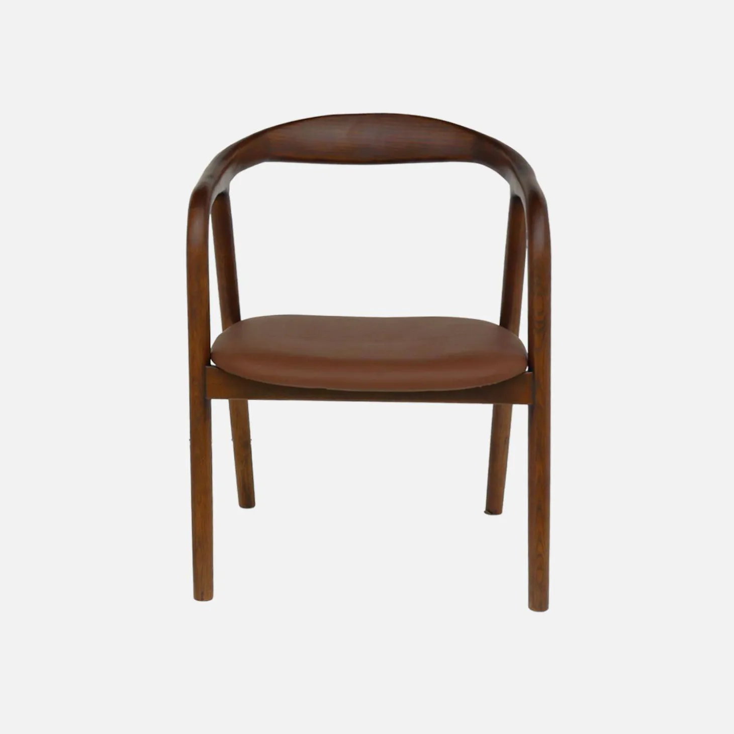 Stoelen vintage rubberhout en kunstleer (set van 2)