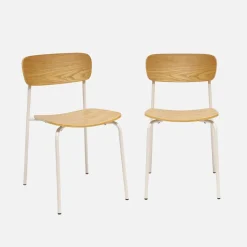 Stoel metaal en multiplex vintage (set van 2)
