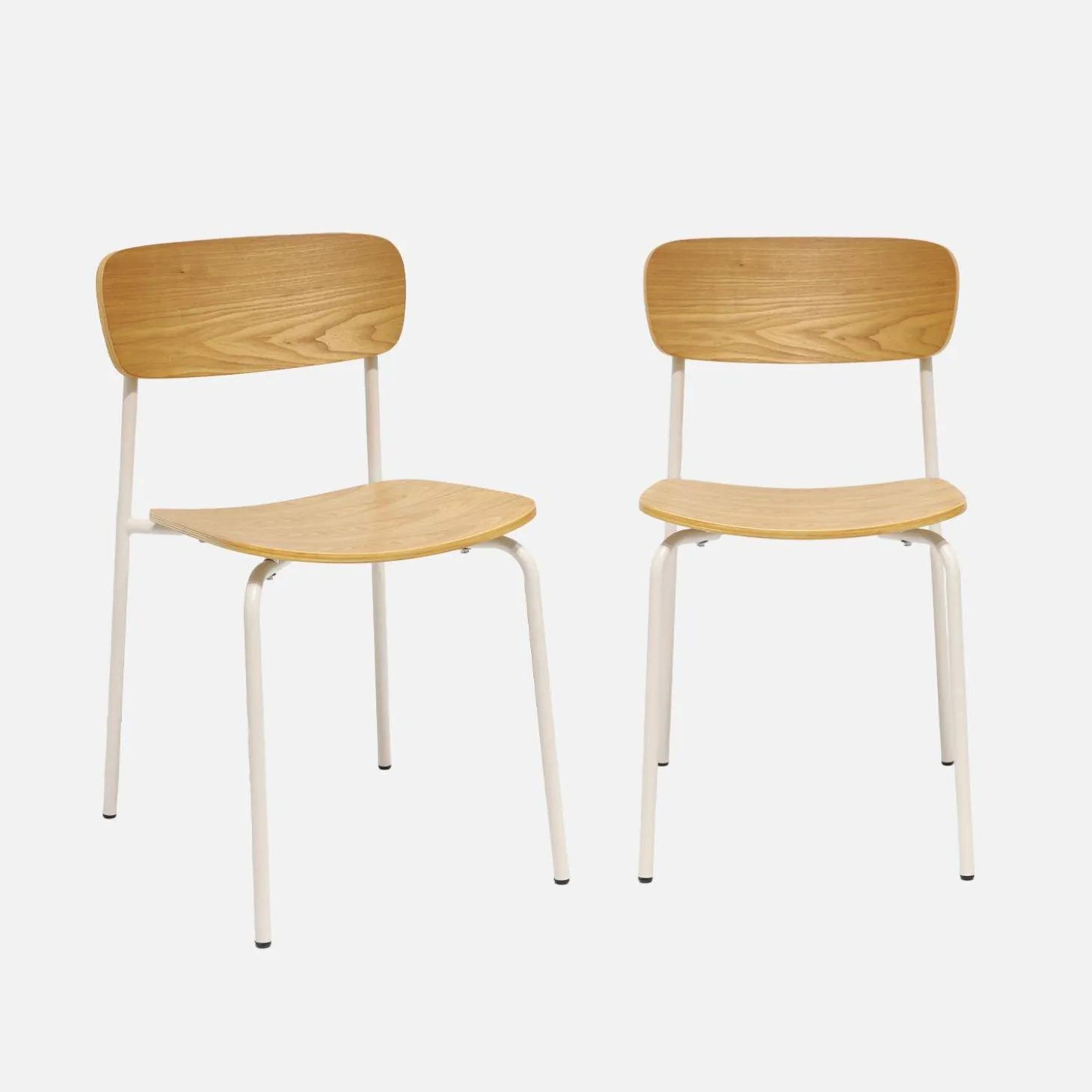 Stoel metaal en multiplex vintage (set van 2)