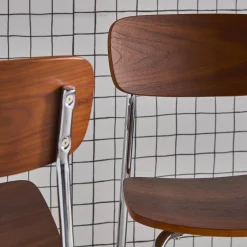 Stoel metaal en multiplex vintage (set van 2)