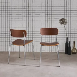 Stoel metaal en multiplex vintage (set van 2)