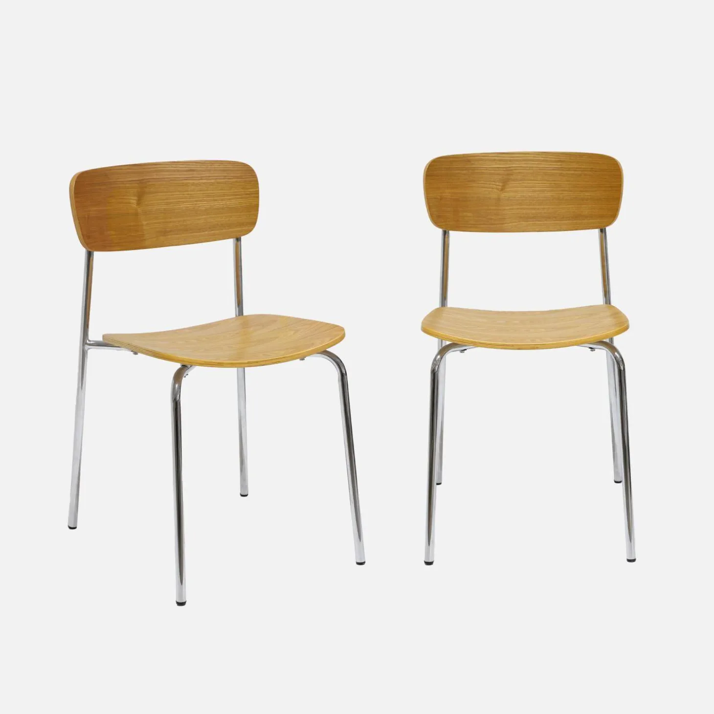 Stoel metaal en multiplex vintage (set van 2)
