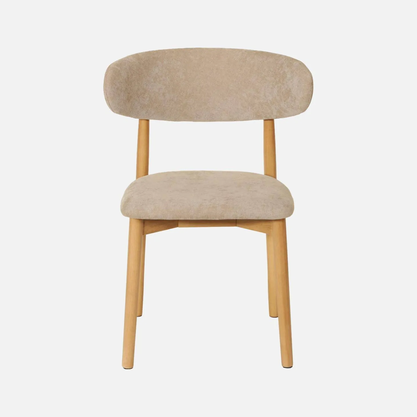 Stoel naturelkleurig rubberhout en chenille stof (set van 2)