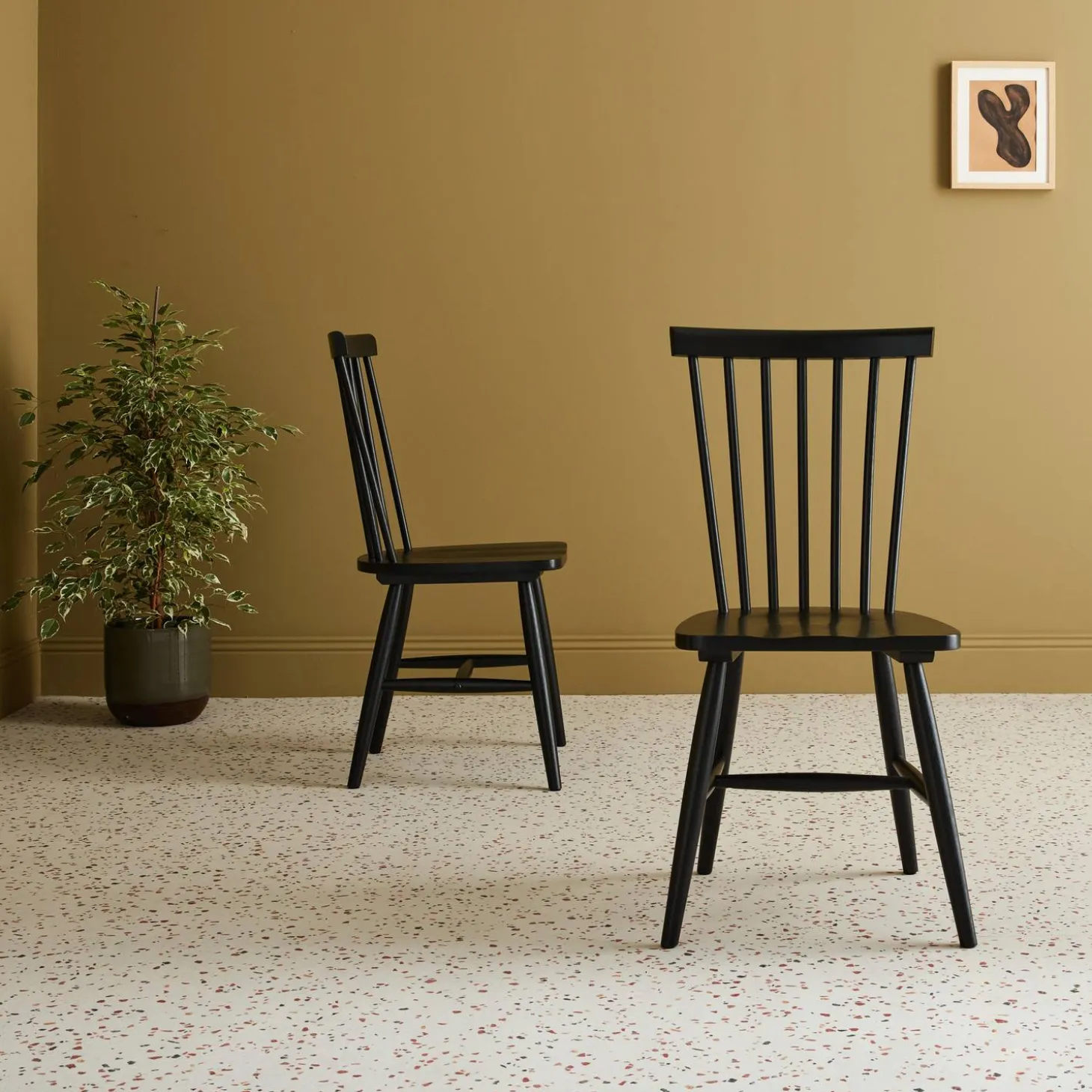 Stoel natuurlijk rubberhout, set van 2