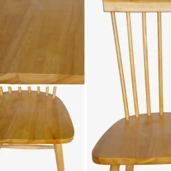 Stoel natuurlijk rubberhout, set van 2