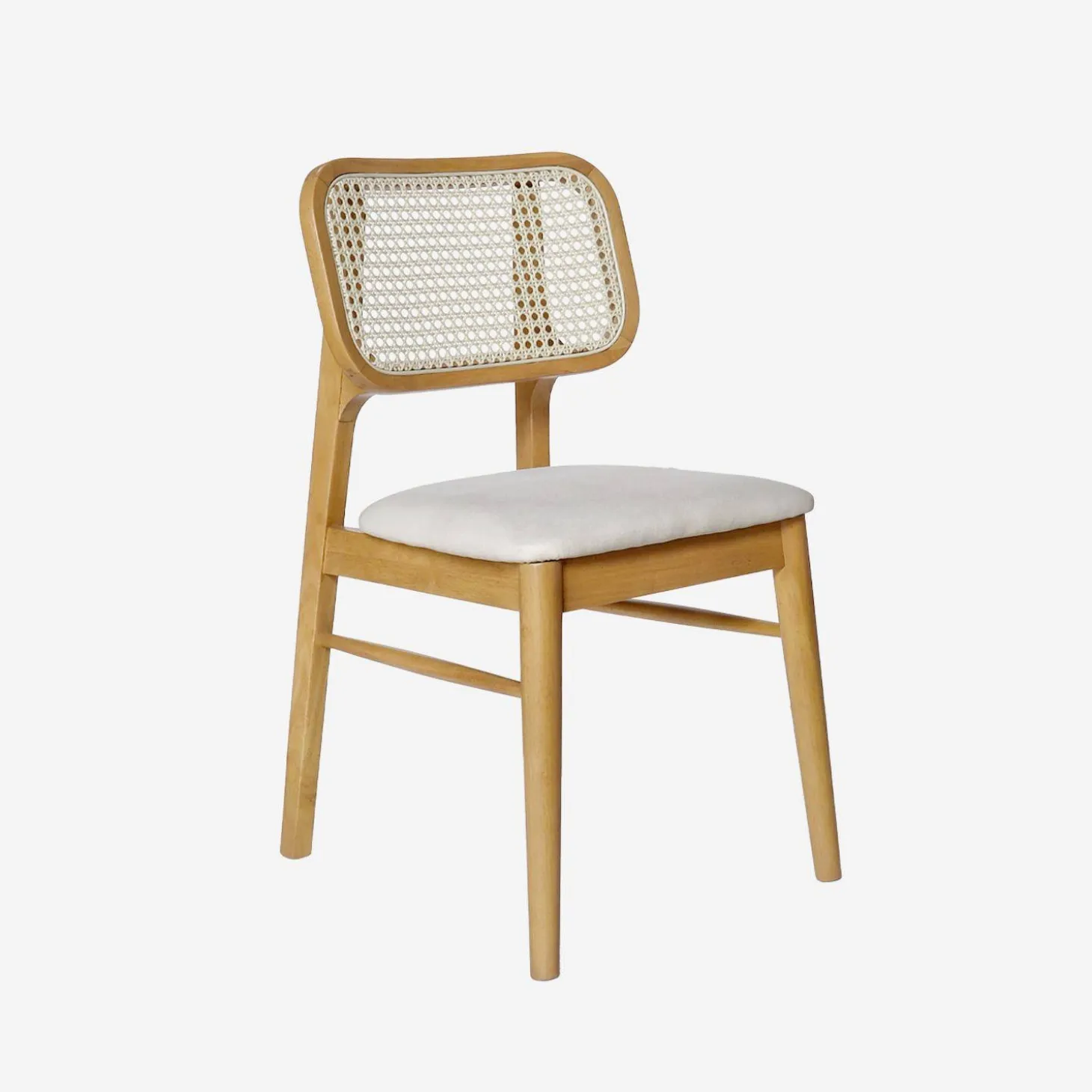 Stoel van eikenkleurig hout en rotan (set van 2)