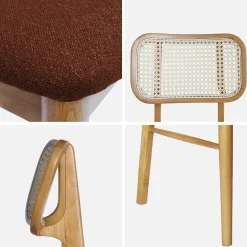 Stoel van naturelkleurig hout en rotan (set van 2)