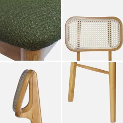 Stoel van naturelkleurig hout en rotan (set van 2)
