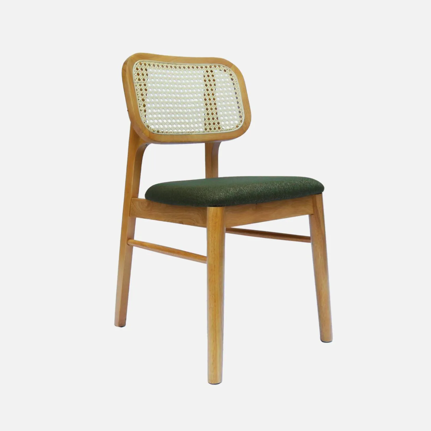 Stoel van naturelkleurig hout en rotan (set van 2)