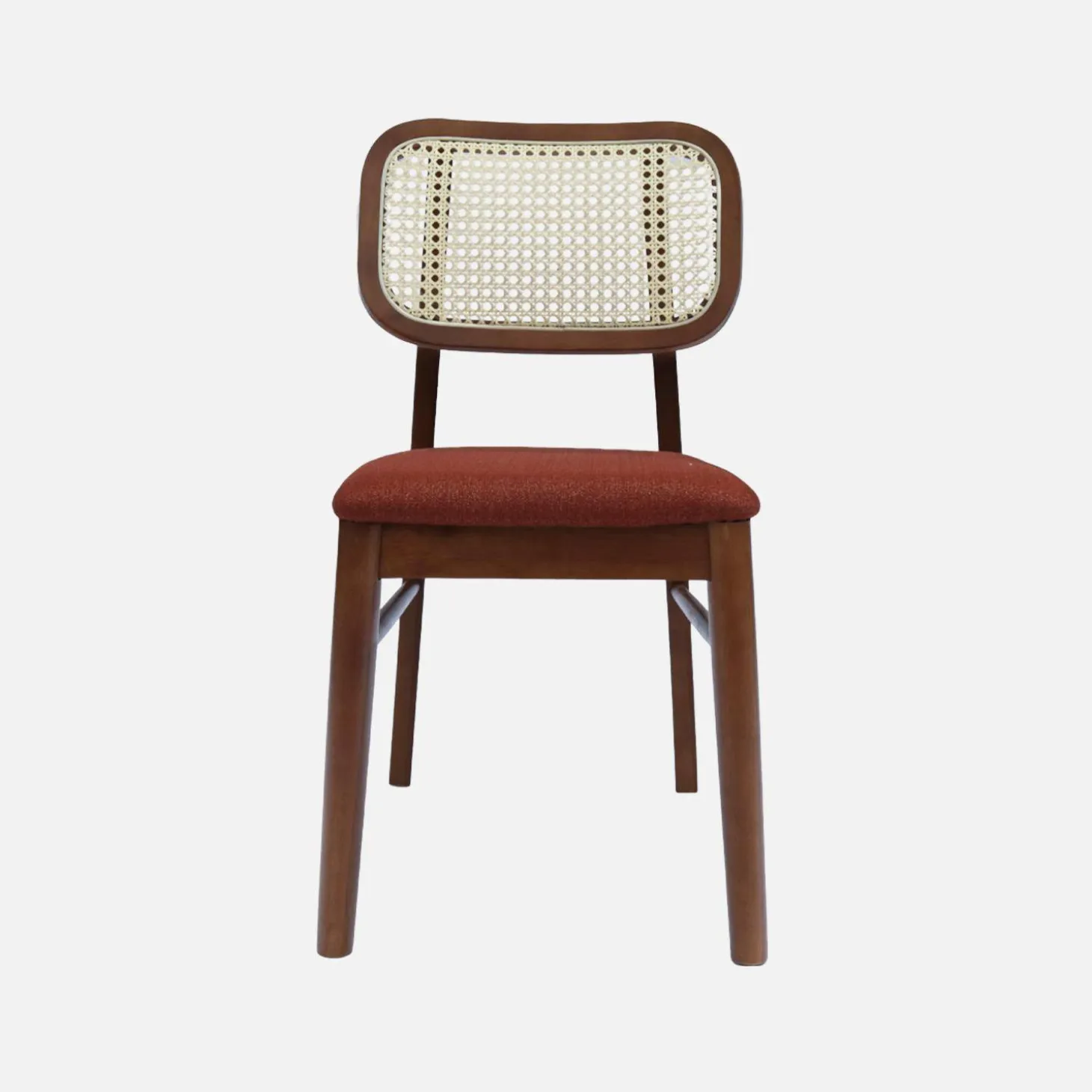 Stoel van walnootkleurig hout en rotan (set van 2)