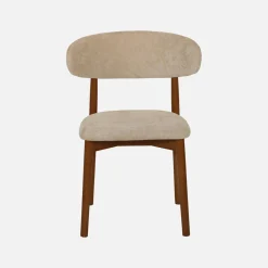 Stoel walnootkleurig rubberhout en chenille stof (set van 2)