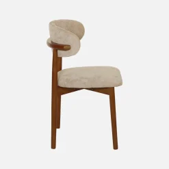 Stoel walnootkleurig rubberhout en chenille stof (set van 2)
