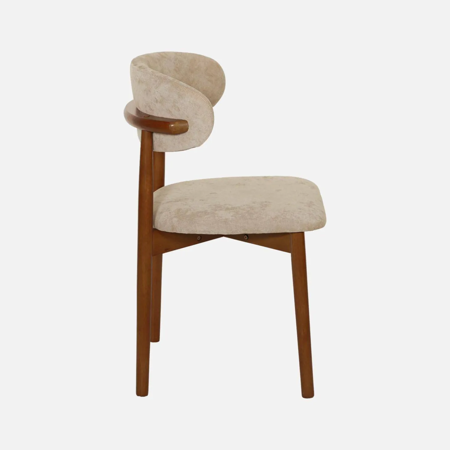 Stoel walnootkleurig rubberhout en chenille stof (set van 2)