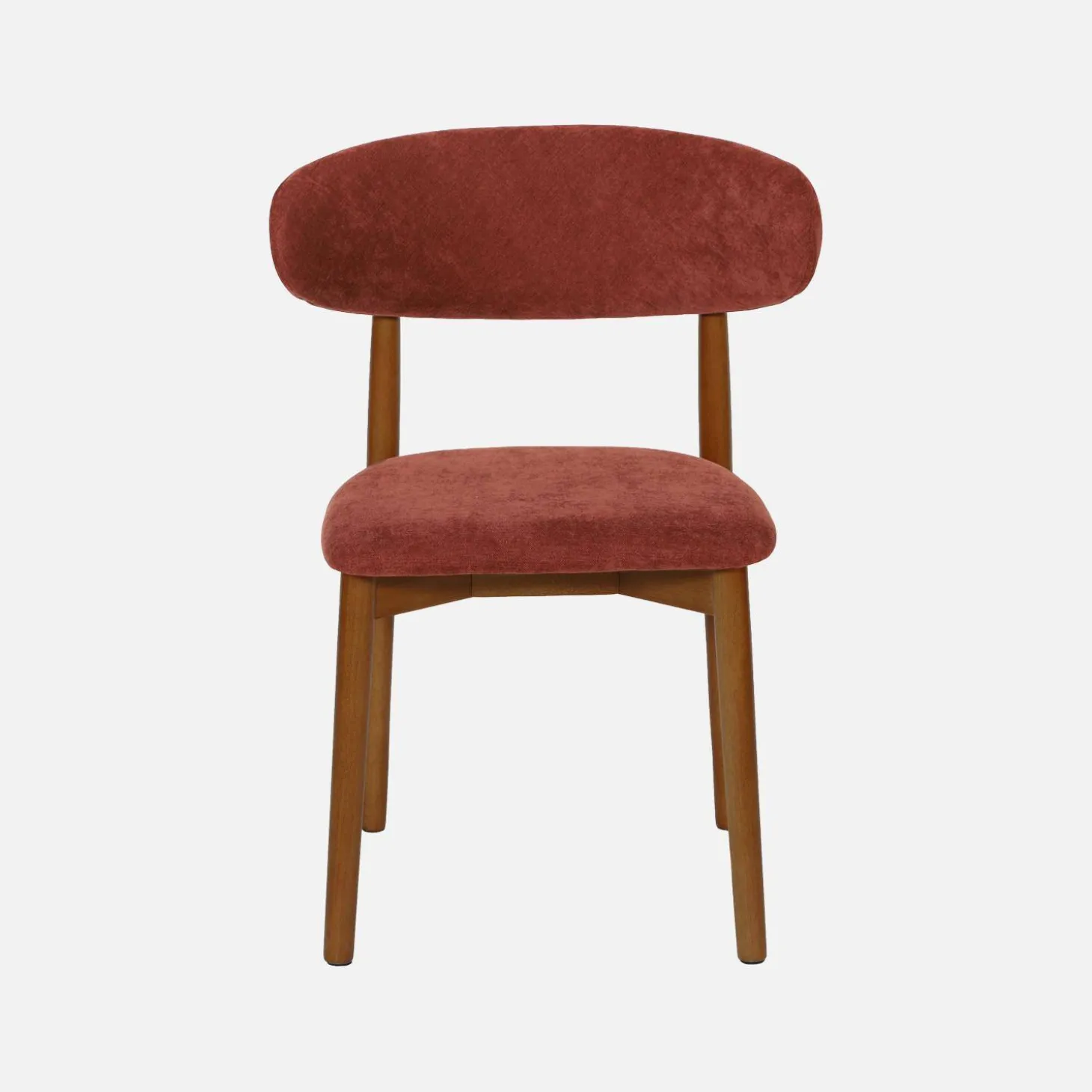 Stoel walnootkleurig rubberhout en chenille stof (set van 2)