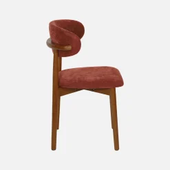 Stoel walnootkleurig rubberhout en chenille stof (set van 2)