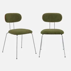 Stoel waterafstotende stof, chrome metalen poten (set van 2)
